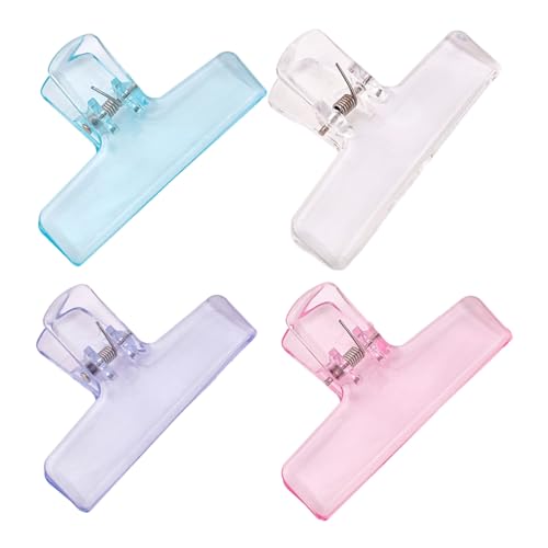 4 clips de papel acrílico transparente de 74 mm para manualidades, tablero de dibujo, bolsa de alimentos, documentos, fotos, resorte resistente