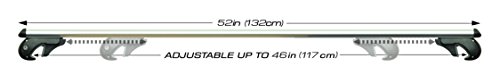 CargoLoc 2-Piece 52" Aluminum Roof Top Cross Bar Set – Fits Maximum 46” Span Across Existing Raised Side Rails with Gap – Features Keyed Locking Mechanism, Silver