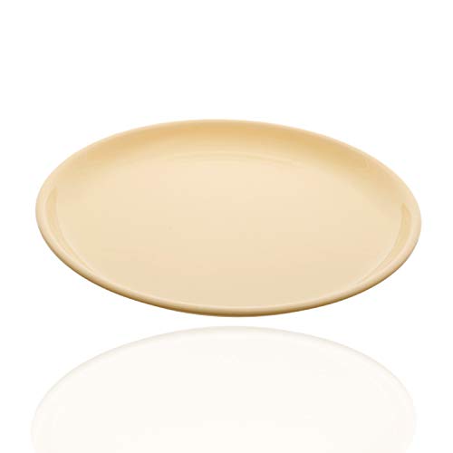 Image of Kuber Industries 12 Pieces Unbreakable Round Plastic Microwave Safe Dinner Plates (Yellow) - CTKTC034618