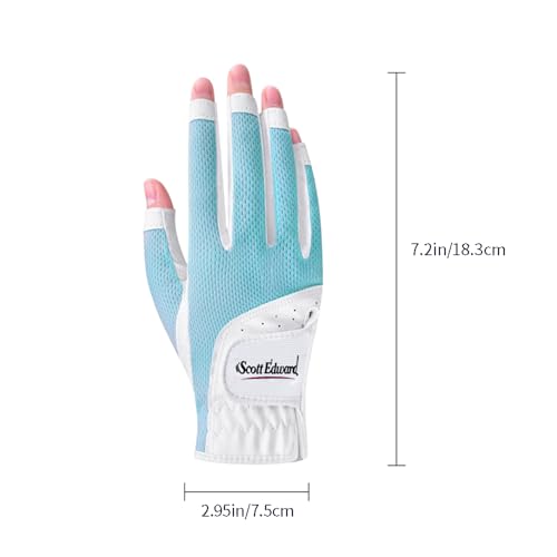Scott Edward Women's Golf Gloves, Blue, 19, Open-Finger, 2 Pack - image 6
