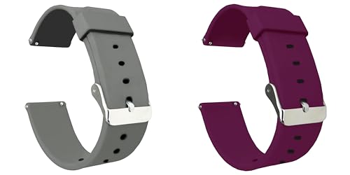 Image of ACM Pack of 2 Watch Strap Silicone Belt 22mm compatible with Beatxp Unbound Neo Smartwatch Casual Classic Band (Grey /Purple)