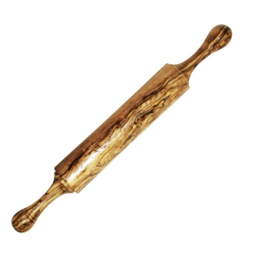 KeboLiv Teigroller/Nudelholz aus Olivenholz von der Marke, handlich, aus einem Stück handgefertigt, mit Einer traumhaft schönen Maserung, 45 cm thumbnail