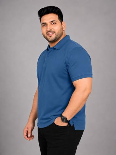 Image of INKKR Plus Size Solid Men's Polo Neck T-Shirt