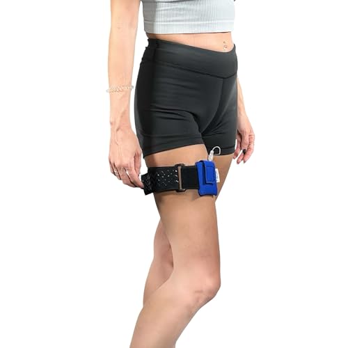 Pumpcases Adjustable Blue Insulin Pump Belt – Diabetic Insulin Pump Stretch Band – Leg Belt Insulin Pump Case – Compatible with Mobi – Assembled in The USA (Small)