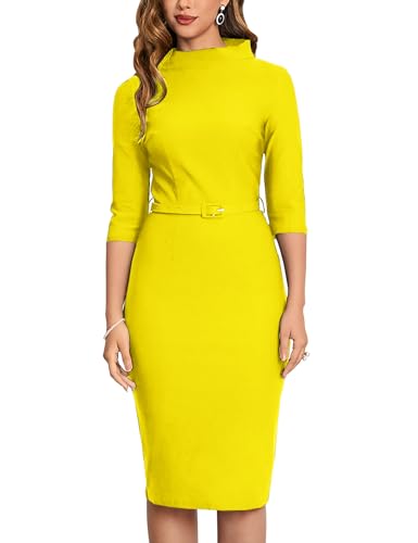 Image of MUXXN Women's 1950s Vintage 3 /4 Sleeve Elegant Collar Cocktail Evening Dress