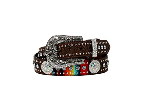 Nocona Ladies Studs Concho Floral Belt, X-Large, Brown