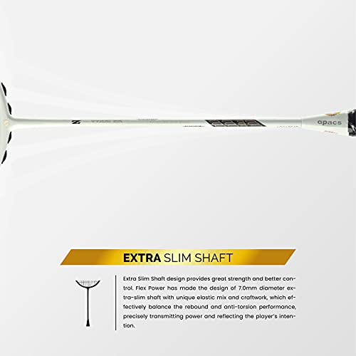 Image of Apacs Z-Ziggler (Unstrung, 38 LBS Max Tension) 6.4mm Slim Shaft | Made in Vietnam | 100% Japanese Graphite Badminton Racket with Free Full Cover | G2-4 1 /8 inches (White)