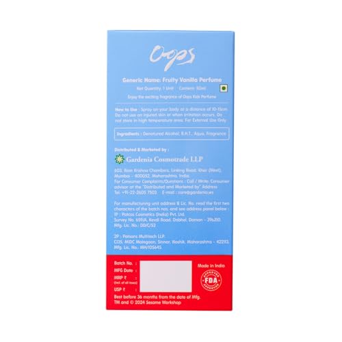 Oops Sesame Street Eau De Parfum 50ml | Elmo's Fruity Vanilla | Perfume for Unisex Kids