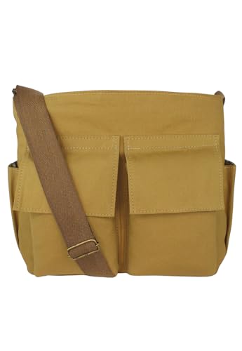 Lenna's Bolsa Tote Bag Tiracolo de Lona Tamanho Grande A023 Caqui