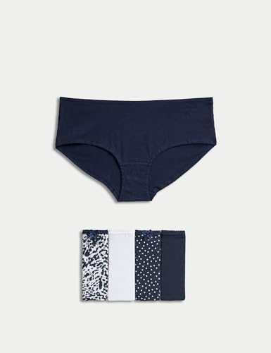 Image of Marks & Spencer Lycra Womens Cotton Blend Printed Low Rise Knicker Short (Pack of 5)