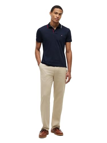 Image of Tommy Hilfiger Men's Short Sleeve Casual Polo Shirts in Slim Fit with Liquid Cotton and Cuff Designs