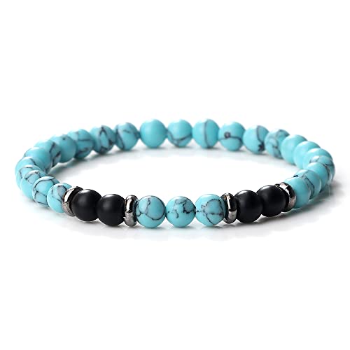 Bracelet oeil de tigre naturel 6mm et perles d'onyx noir authentiques