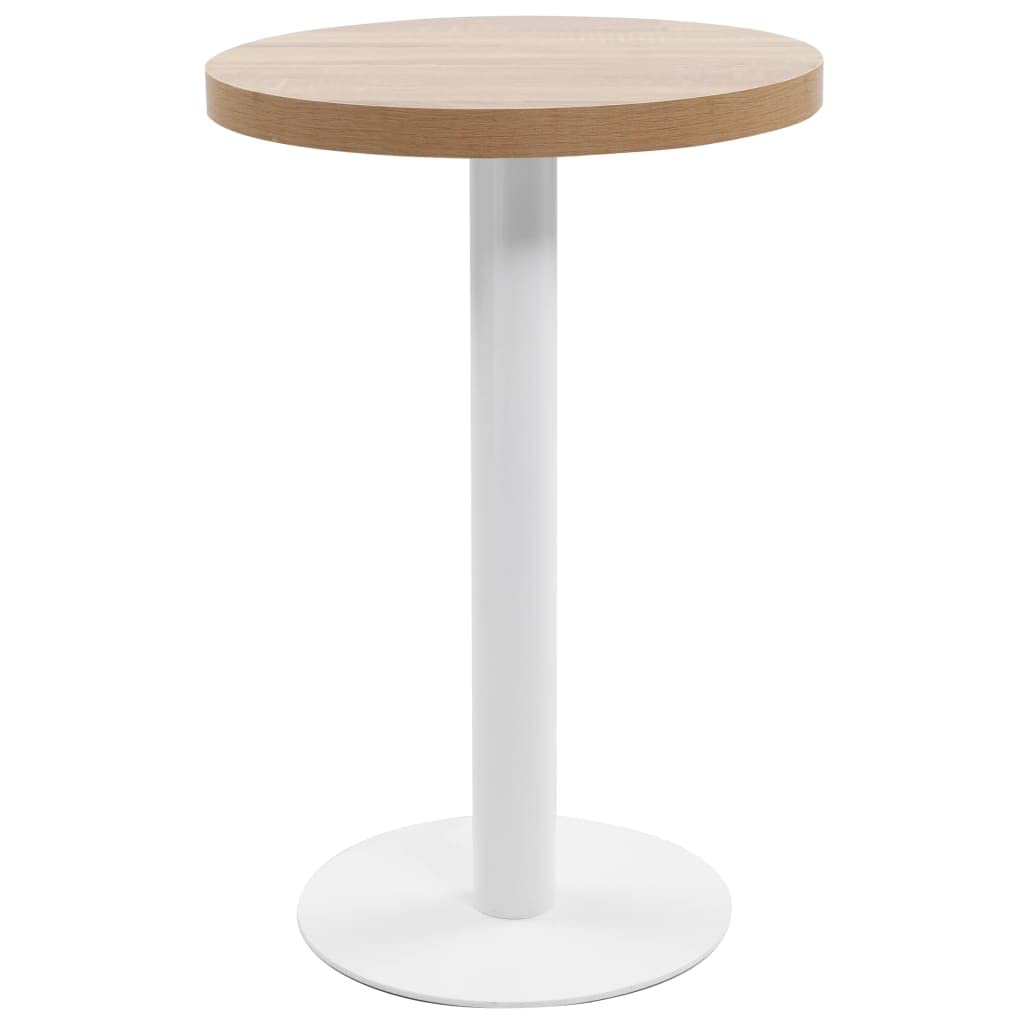Tavolo da bistrot marrone chiaro, 50 cm, pannello MDF con venature del legno, tavolo rotondo per 2 persone, ideale per ristorante, caffetteria, bar, sala da pranzo, cucina, moderno
