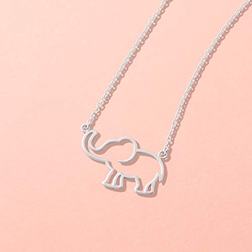 Boma Jewelry Sterling Silver Open Elephant Outline Animal Pendant Necklace, 18 Inches2