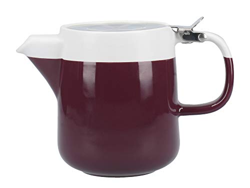 La Cafetière C000431 Barcelona - Tetera (cerámica), color gris y blanco, cerámica, ciruela, 2-Cup Teapot (420 ml)