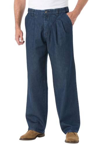 KingSize Men's Big & Tall Relaxed Fit Comfort Waist Pleat-Front Expandable Jeans
