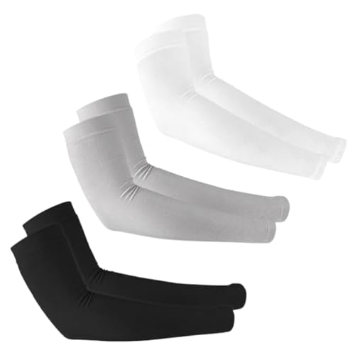 Fc'Noqgn 3 pares de manguitos, gemelos, juego de baloncesto, calentadores de brazos unisex, verano, calentadores de brazos de compresión, protección solar para hombres al aire libre, tatuajes ocultos