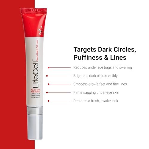 LifeCell All-in-One Eye Treatment – Anti-Aging Under Eye Cream for Puffiness, Dark Circles & Wrinkles – With Retinol, Vitamin C, Peptides & Hyaluronic Acid – Cooling Application