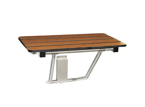Seachrome 28-inch x 15-inch in ADA Folding Wall Mount Bathroom Shower Seat Bench, Teak Phenolic Seat