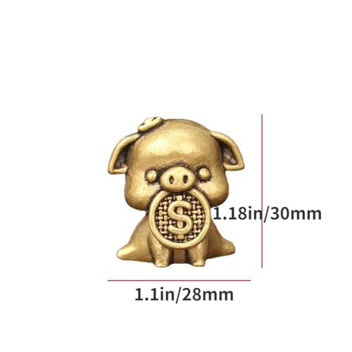 Figura Miniatura Cerdito de Dinero Zodiacal en Latón miniatura 6