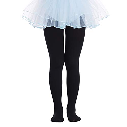 Frola 40 Denier Girls Ballet Dance Footed Tights Semi Opaque Microfiber Soft Pantyhose(8-10 Years,Black) #TOP4