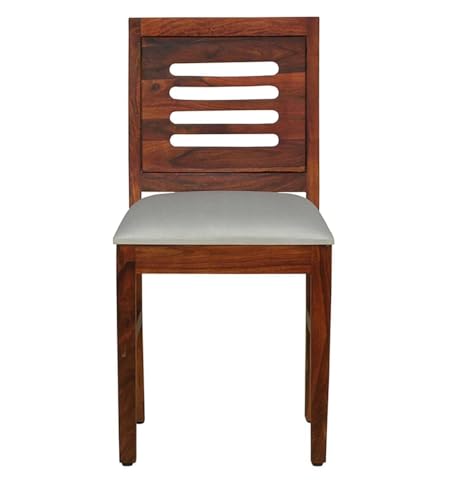 Image of Solid Sheesham Wood Urban Dining Chairs with Cushion Seat Set of Two for Dining Room | Study Room | Finish Color - Teak Finish |