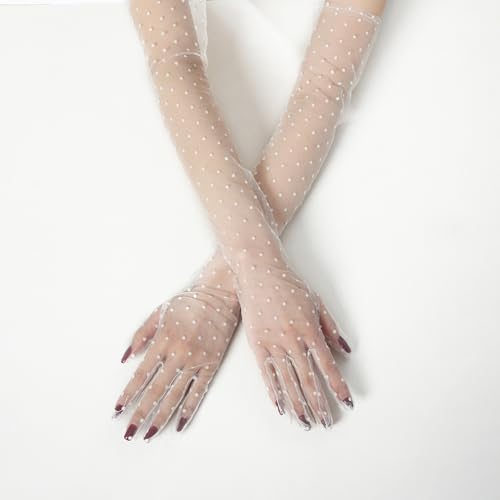 Women's Long Gloves for Wedding Bridal Party Evening Dotted Summer Gloves2