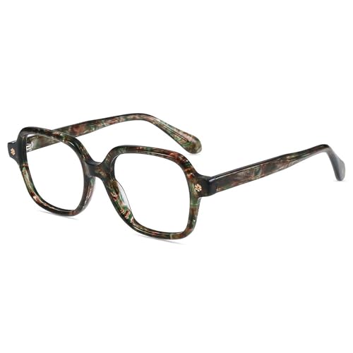 Image of Firmoo Blue Light Blocking Glasses Flower Decor Square Frames Computure Gaming /TV /Phones Glasses for Women