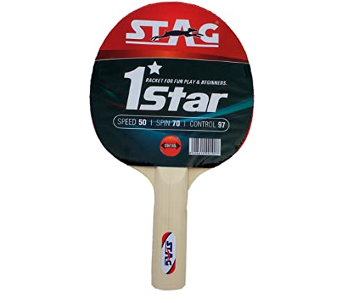 Stag 1 Star Table Tennis Racquet | 148 Grams | Beginner | ITTF Approved Rubber | Multicolor Material: Wood