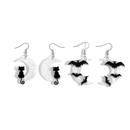 Boucles d'oreilles chat noir Halloween gothique en acrylique découpé au laser