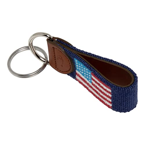 Image of Leather Hand-Stitched Needlepoint Key Fob or Key Chain