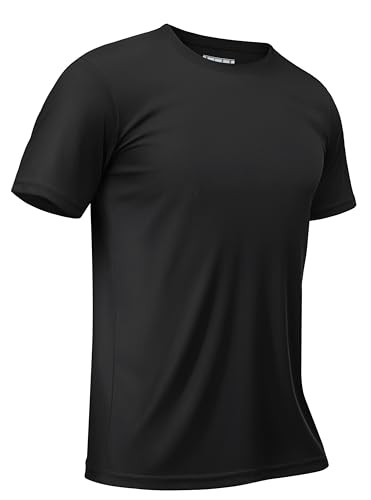 TACVASEN Shirts for Mens Black Athletic Shirt Dry Fit Short Sleeve Running Mens Workout T-Shirts Rash Guard Sun Protection Tshirts XL