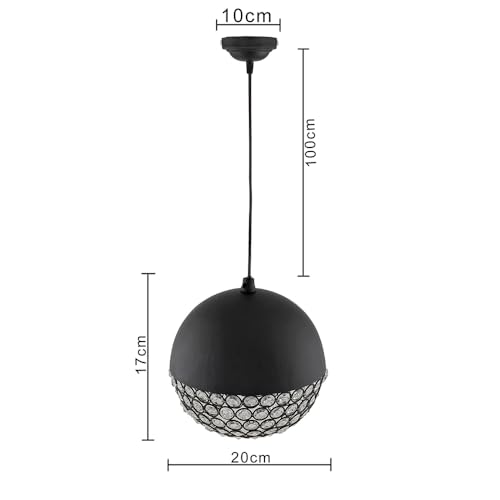 Image of Homesake Crystal Pendant Light - Modern Black Ceiling Lamp, Stylish Home Decor for Living Room, Bedroom, Dining Room, Kitchen, Office, Bar, Restaurant Elegant Lighting Fixture, Contemporary Design