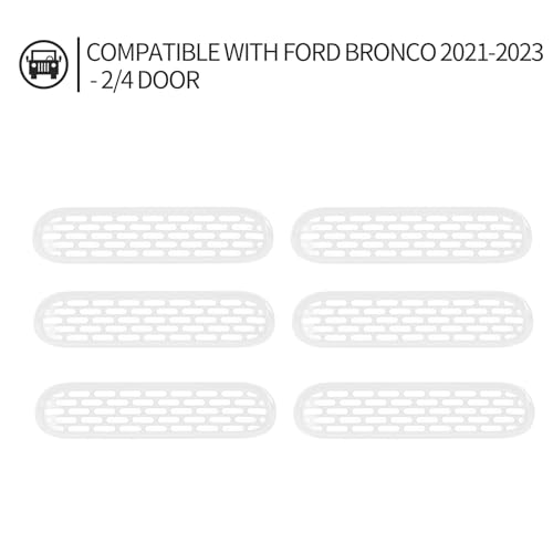 Image of Front Grill Mesh Grille Inserts Cover Frame Trims Kit 6Pcs Fit for Ford Bronco 2021-2024 2 /4 Door Exterior Accessories (White)