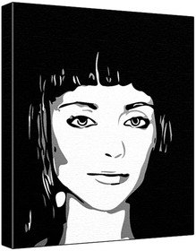 Christina Ricci (100% Original Painting. Not A Print!) Acrylic Paint On Deep Framed Canvas (60 x 50 x 1.8 cm) 3-Colour Black/Grey/White-image-10