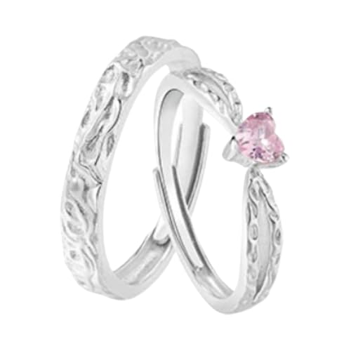 Bague de fiançailles pour elle et lui en argent réglable