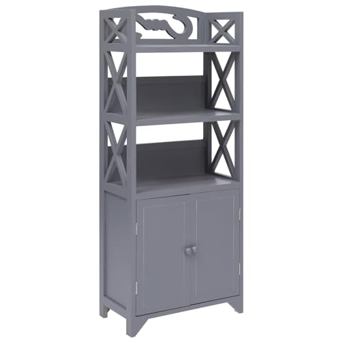 Xichuzi Mueble de Cuarto de baño Madera Paulownia Gris 46x24x116 cm, Mueble para Lavabo, Mueble Baño Bajo, Estanteria Lavabo,