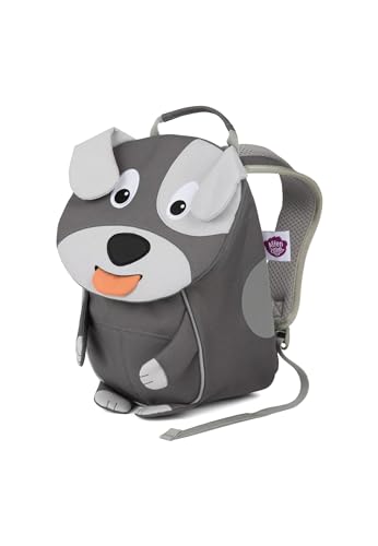 Affenzahn Kleiner Freund Kindergarten-Rucksack für 1-3 Jährige Ergonomisch Reflektierend Ziehzunge mit Namensschild Hund - Grau