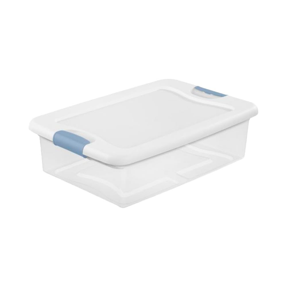 Sterilite 6-Pack Latching Box, Under Bed Storage Bins with Lids, Clear Plastic, 32 Quart - Heavy-Duty Organizing Containers for Closet, Bathroom, and Office