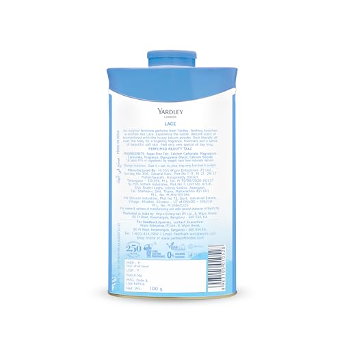 Image of Yardley London Lace Talcum Powder for Women, 100g