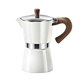 QEXTY Italian Outdoor Electric Brewing Double Valve Moka Pot Household Hand-washing Appliance Set Octagonal Aluminum Coffee Pot Stove Top Coffee Maker (Color : White, Size : 150ml)