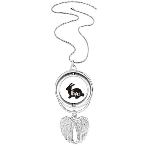 Collier pendentif lièvre noir et blanc et ailes d'ange aux finitions soignées