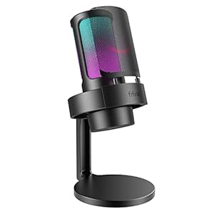 FIFINE USB Mikrofon PC, Gaming Mikrofon für Streaming Podcast Studio, Microphone USBC für PS4 PS5 MAC mit RGB-Steuerung, Stummschalter, Kopfhöreranschluss, Popfilter