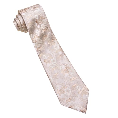 Image of Barry.Wang Floral Ties for Men Flower Necktie with Tie Clip Formal