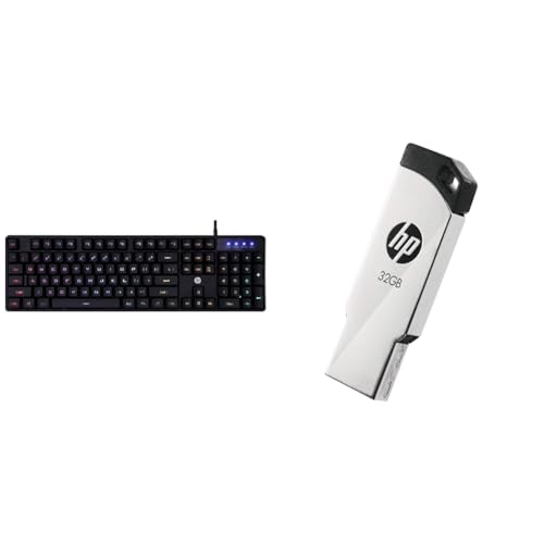 Image of HP K300 Backlit Membrane Wired Gaming Keyboard with Mixed Color Lighting, 4 LED Indicators, Matte Fi