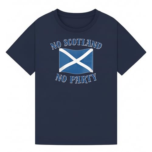 Image of No Scotland No Party Scotland Culture Football Mens Graphic T-Shirt Retro Novelty Tee for Scottish Heritage Clothing Gift Navy XXL