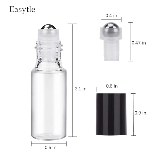Easytle Essential Oil Roller Bottles 24 Pack 5ml Clear Glass Roller Bottles for Oils (96 Pieces Labels, 2 Opener, 4 Funnels, 4 Dropper) Roll on Bottle with Stainless Steel Roller Balls and Caps3