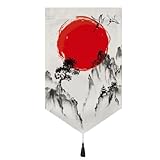 Surwin Japanischer Stil Türvorhang Ohne Bohren Große Tür 30-80 Hoch, Türvorhang Kurz Leinen Raumteiler Tapisserie für Sushi-Bar Küche Dekoration (Japanischer Stil 3,50 * 80cm)