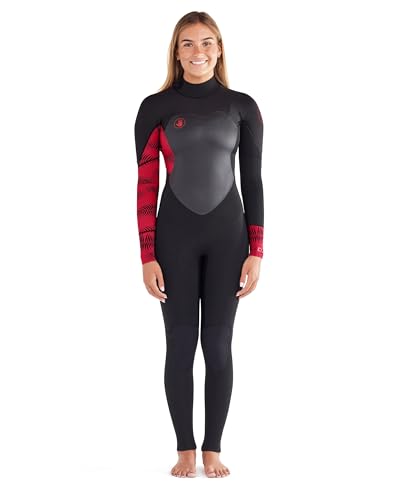 Combinaison intégrale femme EOS 3/2 mm élastique rouge et noire stretch avec zip