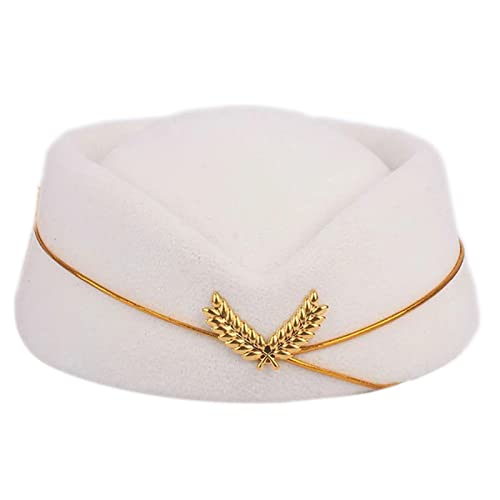 XAGMODSHN Stewardess Hat Air Hostesses Hat Beret Hat Women Party Hats Costume Cosplay Formal Uniform Caps Accessory White
